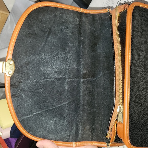 DOONEY & BOURKE Vintage Leather Black/English Tan XL Saddle Handbag - EUC - Picture 9 of 16
